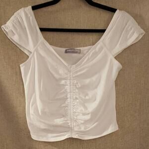 Charlotte Avery white rouched crop top Size large